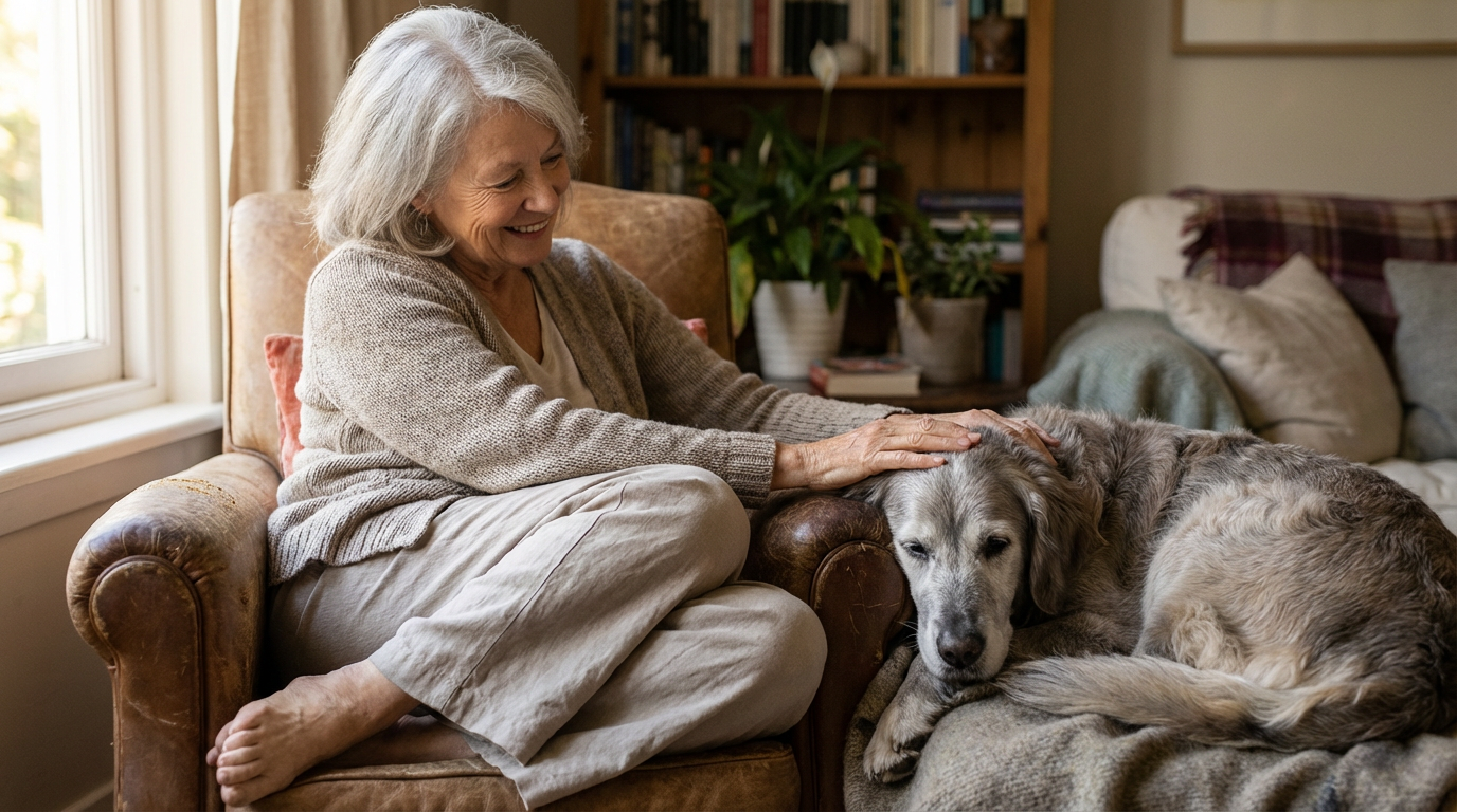 Senior woman with her beloved dog